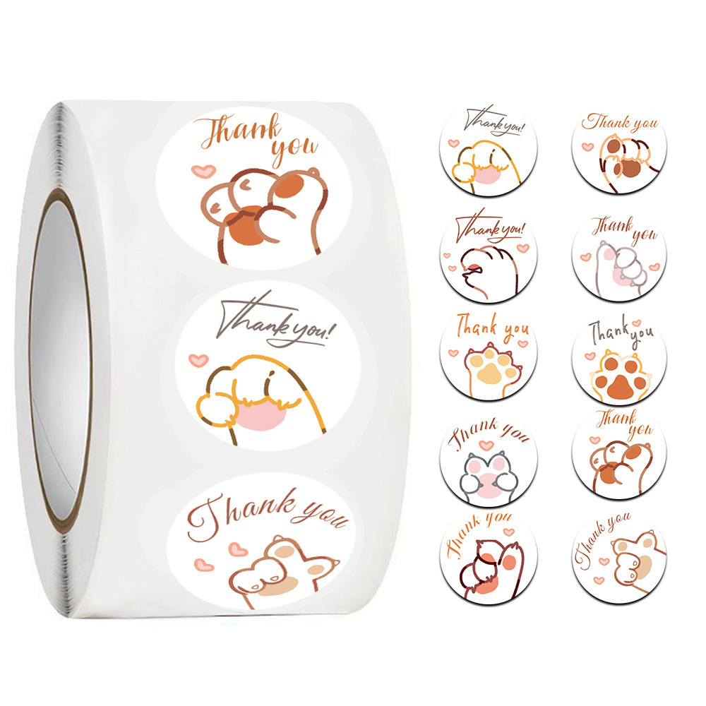 Sticker Label Roll - JCAC 500pcs/rollo Pegatinas de Agradecimiento con